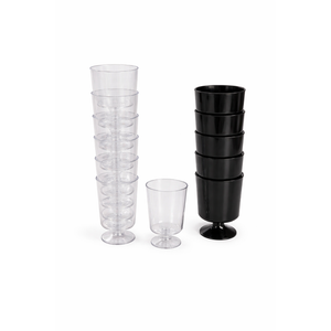 200 Pcs Black Dessert Cups with Spoons Small Plastic Goblets Disposable Parfait Charcuterie Cups Pudding, Mousse Set for Party(2/5 oz,Mixed Style)