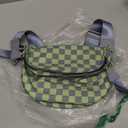 Bum Bags for Women Checkered Crossbody Bag with Removable Wallets Large Nylon Belt Purse Fanny Packs, Gray and Green Checkered