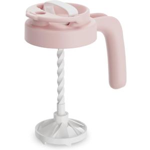 Papablic 32oz Wide Mouth Mason Jar Pour Spout Lid with Mixing Handle & Flip Locking Spout for Mixing Formula/Breastmilk/Protein Powder/Coffee, Pink