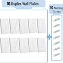 Bates Duplex Wall Outlet Covers - 10 Pack, White Wall Plates