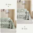 Boho Couch Cover for Dogs Washable Chenille Sofa Covers Reversible Sofa Slipcover Pet Friendly for Sectional Sofa, 2 or 3 Cushion Couch (Boho2 Sage Green, 71" x 134")