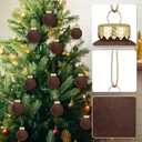 12 Pcs Velvet Christmas Balls Flocked Christmas Tree Hanging Ornaments Shatterproof Plastic Hanging Balls Decorations for Xmas Tree Party Home Holiday Decor (Brown, 3.15 inch)