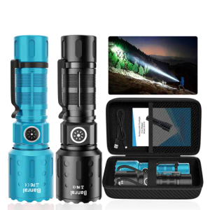 Flashlights High Lumens Rechargeable, Super Bright Long Range Small Powerful Flashlight, 6 Modes LED Tactical Pocket Waterproof Flash Light for Camping (2, Black/Turquoise)
