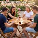 Folding Wooden Domino Table with 4 Tile Racks and Cup Holders, 30.7 x 30.7 x 27.6 inches