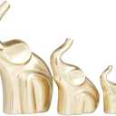 The Novogratz Aluminum Metal Elephant Decorative Sculpture Home Decor Statues, Set of 3 Accent Figurines 12", 8", 5"H, Gold