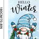 Winter Holiday Door Cover, Hello Winter Dwarf Door Decoration, Christmas Door Cover, Christmas Indoor and Outdoor Decoration Holiday Supplies (29.5x71 inches)