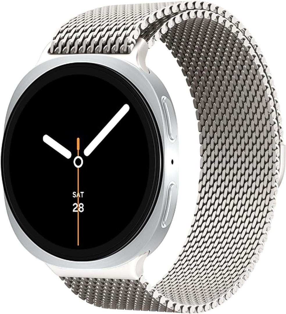 Milanese Metal Bands for Samsung Galaxy Watch 8 Band 40mm 44mm/8 Classic 46 mm Men/Women,Stainless Steel Mesh Loop Magnetic Strap for Samsung Galaxy Watch 8 Classic Band 46mm/8 44 mm 40 mm Correa (02-Titanium)