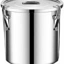 Verdeho stainless steel food storage containers with lids lock clips airtight container large airtight for rice flour sugar grain coffee bean storage containers Kitchen jar (1.59gal/6L)