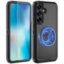 CONWOE for Samsung Galaxy S25 Plus Case, [Compatible with MagSafe] with HD Tempered Glass Screen Protector, Heavy Duty Shockproof Drop Protective Rugged Tough Durable Phone Cover (Black-MAG)