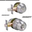 Lanwandeng 2 Sets All Keyed Same Entry Door Knob and Single Cylinder Deadbolt Combo Set, Round Ball Satin Nickel Exterior Door Knobs with Lock and Keys for Entrance and Front Door