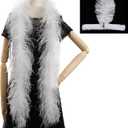 Soarer White Ostrich Feather Boas  2yards 3ply Long Boas for Party, DIY Production, Clothing Decoration (White)