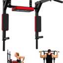 CRYSTAL FIT Multifunctional Wall Mounted Pull Up Bar, Chin Up Bar and Dip Station, Heavy Duty Steel Supports to 440 Lbs, Home Gym Workout Indoor Power Tower Set Training Equipment Fitness