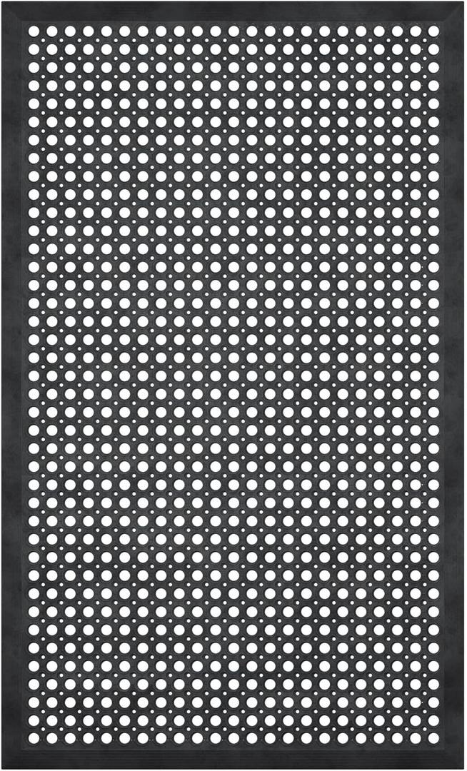 Ottomanson Heavy Duty Rubber Floor Mat  Non-Slip, Waterproof, Easy to Clean  Anti-Fatigue Mat for Commercial Kitchens, Restaurants, Workshops  Oil Resistant, Hose Washable  36" x 60", Black