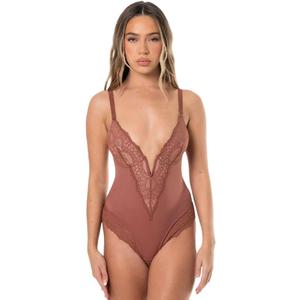 HeyShape Bodysuits for Women - V-Neck Lace Backless Thong - Body Shaper Tummy Control Shapewear for Women XL