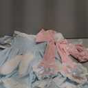 Packitcute Teens Lolita Princess Party Dress Japanese Sweet Bow Ruffle Hem High Waist A-line Sleeveless Cute Dresses Costume (Blue, Large)