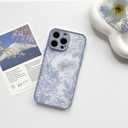 NITITOP Compatible for iPhone 12 Pro Case Cute Clear Flower - Blue