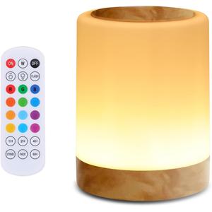 OORUN Touch Bedside Table Lamp,13 RGB Colors & 5 Brightness, USB Rechargeable Desk Lamp, Remote Control Dimmable Night Light with RGB Color Changing,Portable Lamp for Baby, Bedroom, Living Room