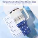 2 x Print Boot for Stanley, Rubber Cup Bottom Protector Sleeve Accessories for Stanley Quencher H2.0 FlowState Tumbler 40oz / Adventure Quencher Tumbler 40oz (Blue)