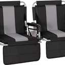 LET'S CAMP Folding Stadium Seat Bleacher Chair with Cup Holder, Mesh Bag and Hide Hooks, Portable Stadium Chair with Back and Cushion (Black Grey - 2 Pcs)