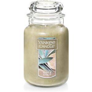 Yankee Candle Sage & Citrus Scented, Classic 22oz Large Jar Single Wick Candle, Over 110 Hours of Burn Time, Ideal for Home Decor and Gifts