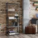 Furinno TURN-N-TUBE Storage Shelves, 5-Tier Book Shelf, Corner Shelf, Toolless Open Shelves, for Organization and Storage, Living Room, Garage, Home Office, French Oak, 5-Tier Round Tube