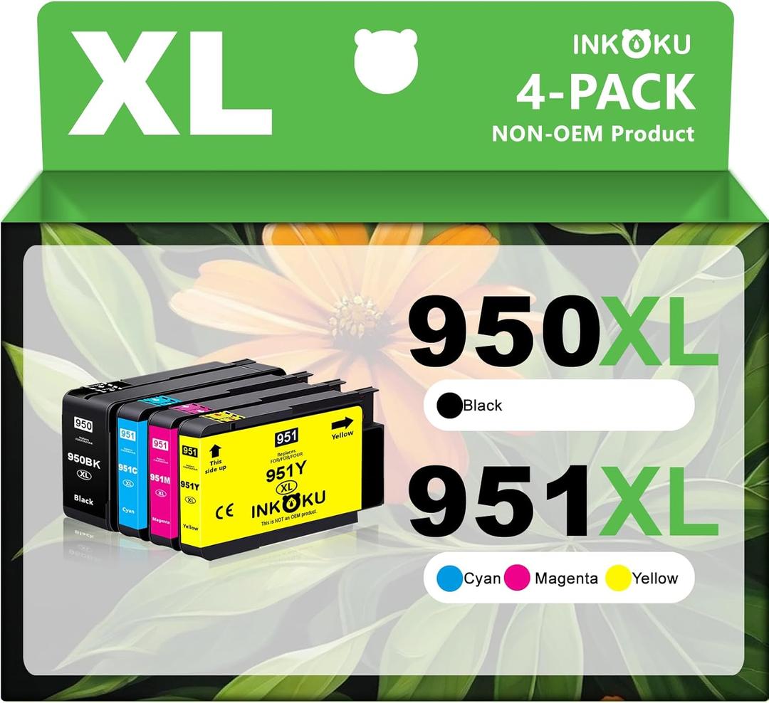 950XL 951XL Ink Cartridges Combo Pack Replacement for HP 950 951 Work with HP OfficeJet Pro 8600 8610 8620 8100 8630 8660 8640 8615 8625 251DW 276DW (Black Cyan Magenta Yellow, 4 XL Pack)