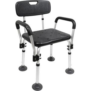 PEPE Mobility - Shower Chair with Arms, Adjustable for Elderly, Bathtub Adults, Black, Free Assembly