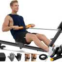 Rowing Machines for Home,Workout Equipment,Exercise Rower with Quiet Resistance,350LBS Capacity,LCD Monitor,Knee Pads, Workout Gloves&Extra Pull Rope for Full Body Exercise