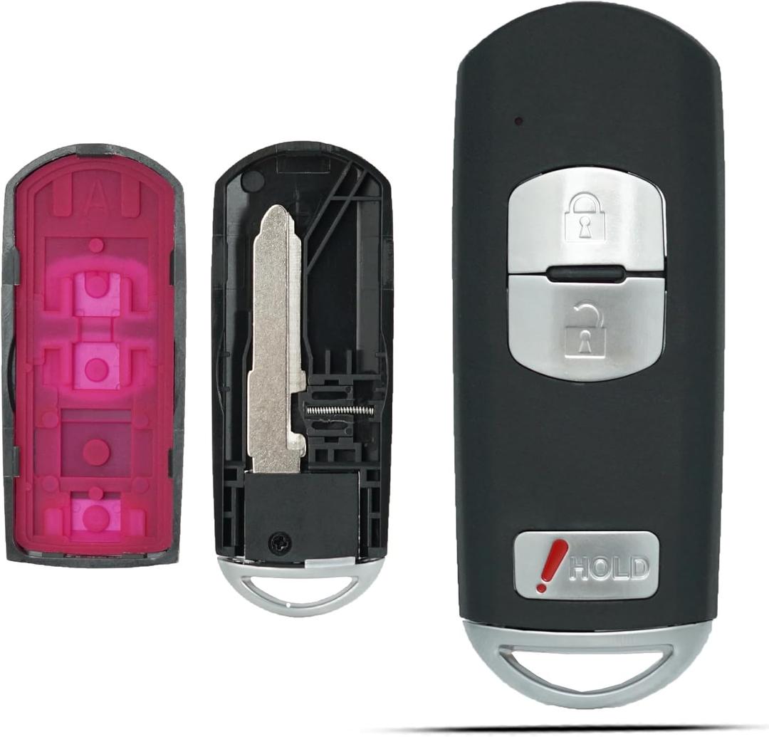 SUPALAND Key Fob Shell Case Replacement Fits for Mazda 3 5 CX3 CX5 CX7 CX9 2012-2020 Keyless Entry Remote Control 3 Button Pad Key Cover