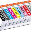 PFI-300 Ink Cartridges Compatible Replacement for Canon PFI 300 PFI300 Ink Cartridge High Yield Work for Canon ImagePROGRAF PRO-300 PRO300 Printer (10-Pack,MBK/PBK/C/M/Y/PM/PC/R/GY/CO)
