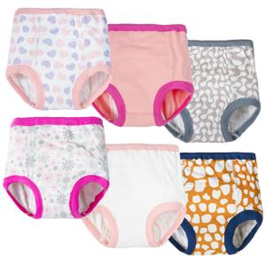 Joyo roy 6Pcs Potty Training Underwear for Girls 100% Cotton Absorbent Training Panties for Toddler Girls 2T-3T Soft Kid Confident Waterproof Underwear for Toddlers Pee Pants with Potty Sticker Chart (Girls a)