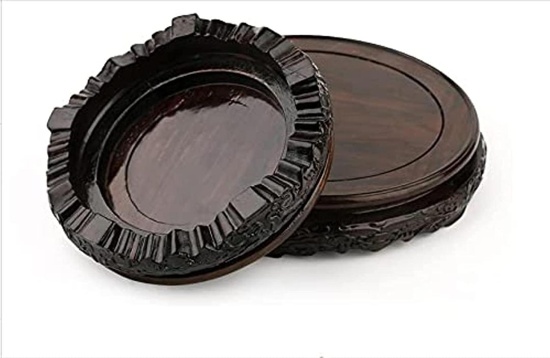 ood Wooden Display Stand Pedestal Wood Display Stand Antique Collection Vase Flower Pot Base Carved Flower Pattern Crafts (4.814cm)