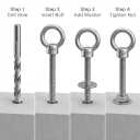 QWORK Stainless Shoulder Eye Bolts 3/8"x6", 20 Pcs Threaded Eyebolts, Fixing Kit for Wood, Metal & Outdoor Projects