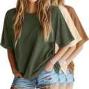 Riyiper 3 Pack Women's Oversized T-Shirt Half Sleeve Summer Tees Casual Loose Fit Crew Neck Basic Tops Medium