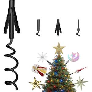 Christmas Tree Topper Holder -Universal Twist On Tree Topper Stabilizer Xmas Tree Topper Support Adjustable Secure Attachment for Star Angel Snowflake Ornaments Fit Most Christmas Trees & Topper Bases (Black)