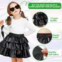 Girls Metallic Skirt, Shiny Girls Dance Skirt Ruffle Skirt Girls Glitter Gymnastics Skirt with Sunglasses (4-5T, Black)