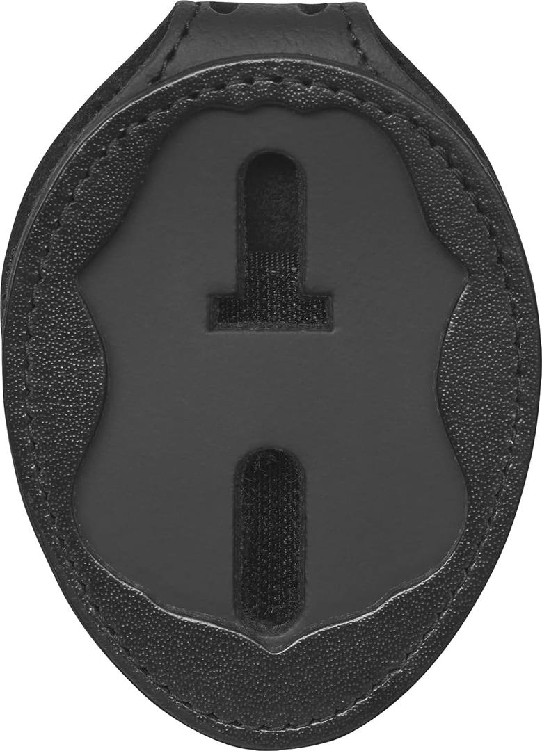 Perfect Fit CBP Badge Holder US Customs Border Control Eagle Shield Badge Clip Black Leather with Neck Chain (Cutout 587)