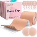 Hopkost Boob Tape Breast Lift Tape for Large Breasts with 2 Pcs Nipple Covers Invisible Boobtape for A-G Cup(Beige,3 in)