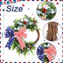 Suncalla Patriotic Wreath for Front Door Red White Blue Flowers Outdoor 250th Anniversary 4th of July American Flag Bow Wreath for Memorial Day Independence Day Inside Outside Home Decor