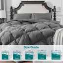 KAKABELL Pinch Pleat Goose Down Feathers Fiber Comforter King Size All Season-Ultra Soft and Cozy Noiseless Duvet Insert with Egyptian Cotton Blend Cover,Fluffy Warm Comforter Insert(Grey,90"X106")