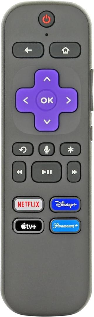 Replacement RC-EL1 / RC-EL2 Universal Streaming Player Remote Control for Roku Streaming Sticks, Players and TVs with Voice. RCEL1 / RCEL2 Remote Control with Voice and App Shortcut Keys. [RF]
