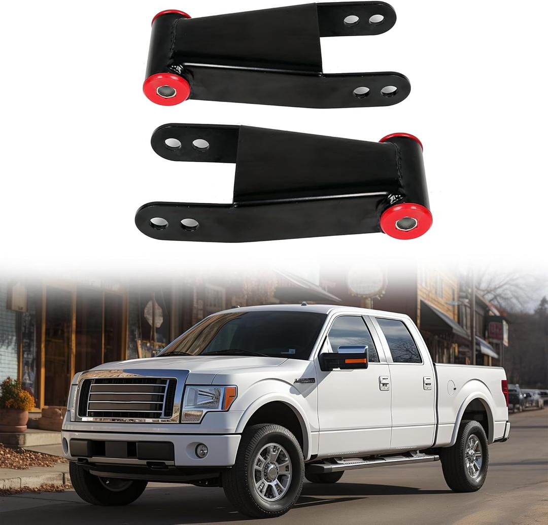 KUAFU 2-3 inch Rear Drop Lowering Leveling Shackles Compatible with Ford F150 2004-2014 2WD 4WD Adjustable