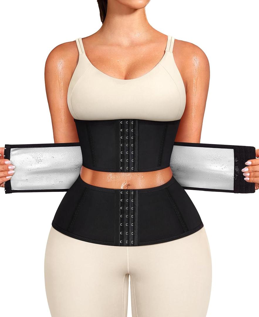 Junlan Waist Trainer for Women Shapewear - Tummy Control Waist Cincher Segmented Body Shaper (Large, Black)