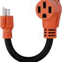 50 Amp to 110 Volt RV Adapter Cord, Nickel-Plated Power Adapter NEMA 5-15P to NEMA 14-50R, 10 AWG Pure Copper Cord, for RV Camper Caravan Van Trailer