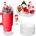 2 x Mity rain Christmas Cup Accessories for Stanley Cup 30oz 40oz,Including Boot, Silicone Straw Topper Cover Cap, Lid Charms for H2.0 Tumbler (Snowman 30 oz)
