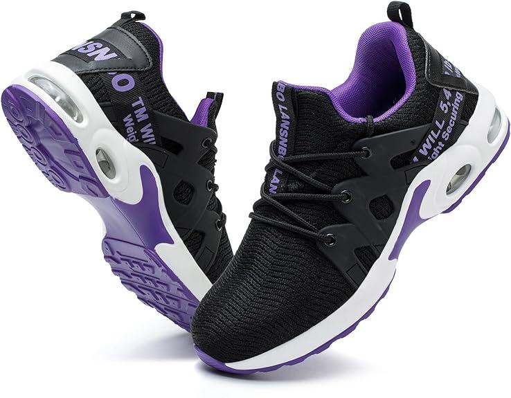 Steel Toe Shoes for Women Indestructible Safety Work Shoes Air Cushion Lightweight Breathable Utility Sneakers Puncture Proof Slip Resistant Composite Toe Footwear, Size 40