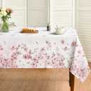 Horaldaily Spring Tablecloth 6084 Inch Rectangular, Pink Cherry Blossoms Washable Seasonal Table Cover for Party Picnic Dinner Decor