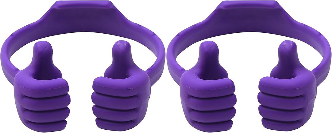 Honsky Thumbs-up Cell Phone Holder, Tablet Stand for Desk Multi-Angle/Adjustable/Flexible, Compatible with iPhone iPad Mini Samsung LG Google, Universal Cellphones, Purple, 2 Packs (for 4"-10")