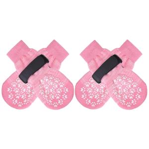 EXPAWLORER Anti Slip Dog Socks to Prevent Licking Paws, Dog Shoes for Hot Pavement, Dog Booties for Small Medium Large Senior Dogs, Traction Control Boots & Paw Protectors for Hardwood Floors, L Pink