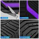 PIC AUTO Heavy Duty Rubber Floor Mats, Purple Aluminum Film Car Mats Set, Front and Rear Car Mats with Anti-Slip Backing, All Weather Protection, Trim-to-Fit for Automotive SUV, Sedan, Van, Purple